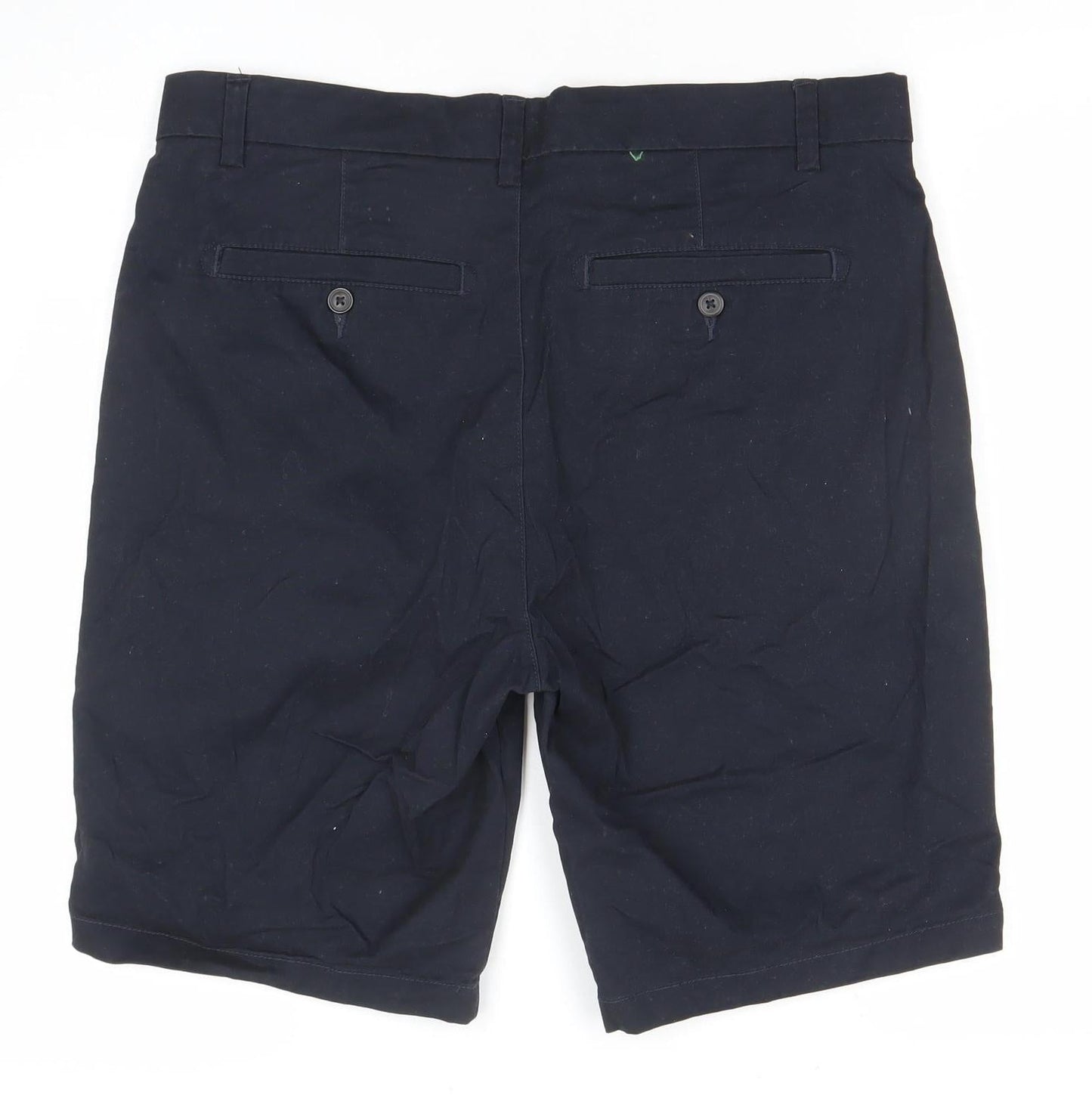 Next Men's Blue Chino Shorts Size 34 Regular Fit Cotton Blend