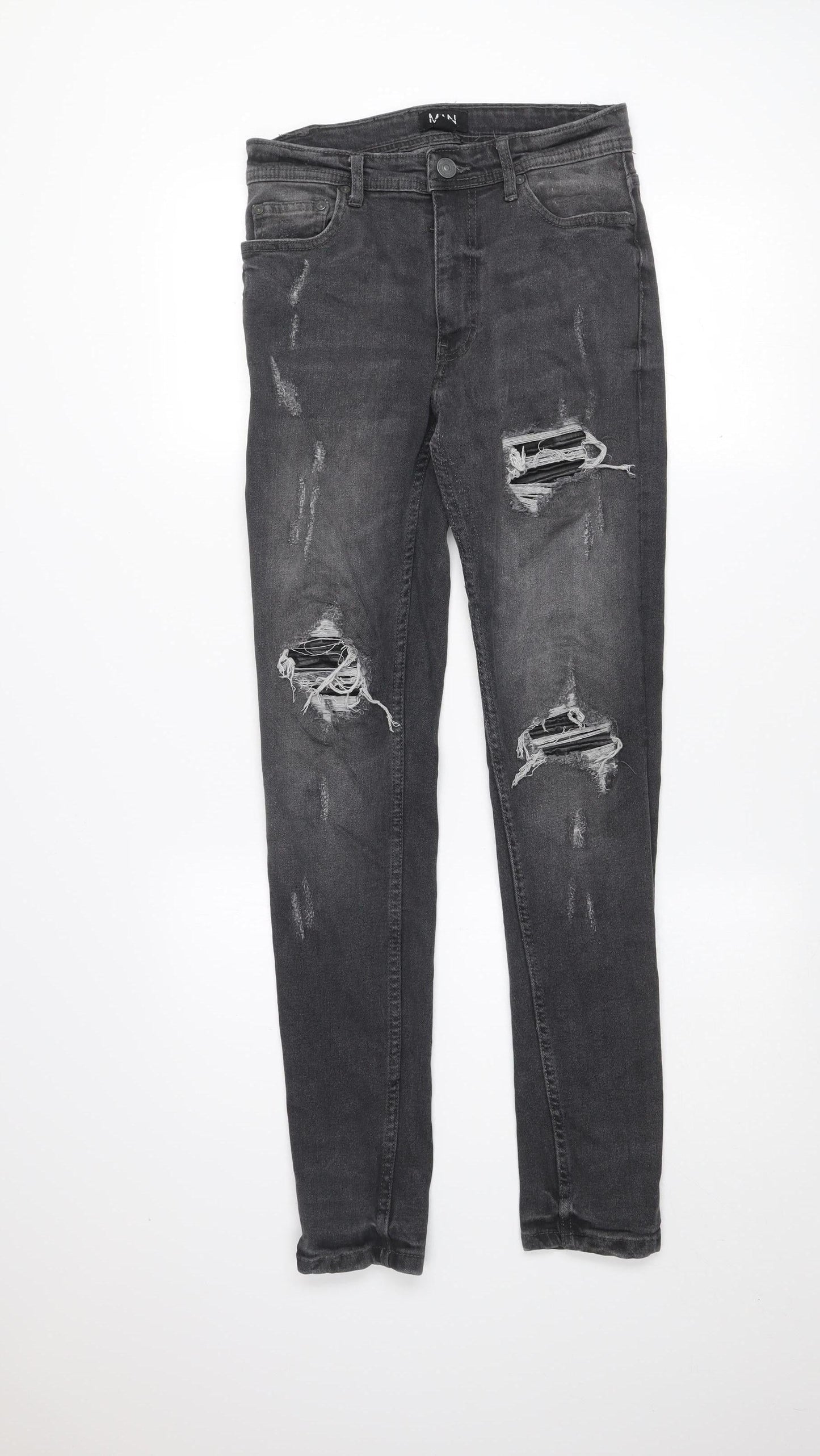 Mens UK Size 30R boohooMAN Slim Fit Skinny Grey Jeans