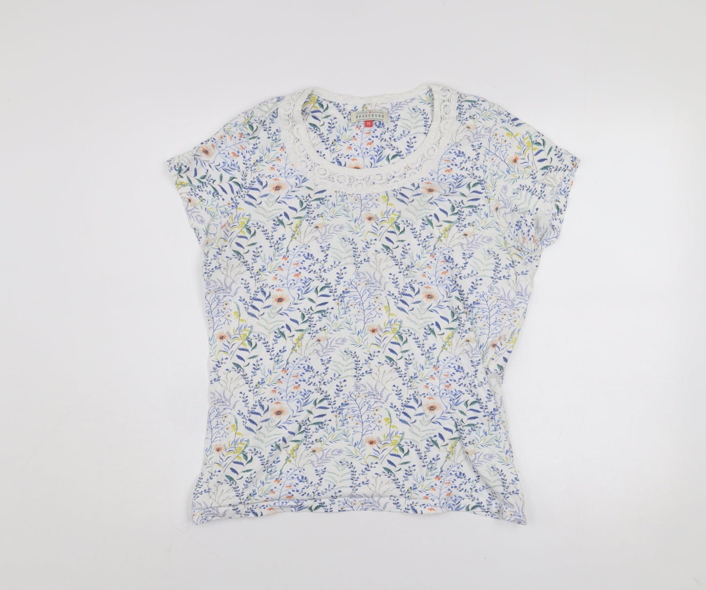 Womens UK Size 14 Brakeburn Multicoloured Basic T-Shirt