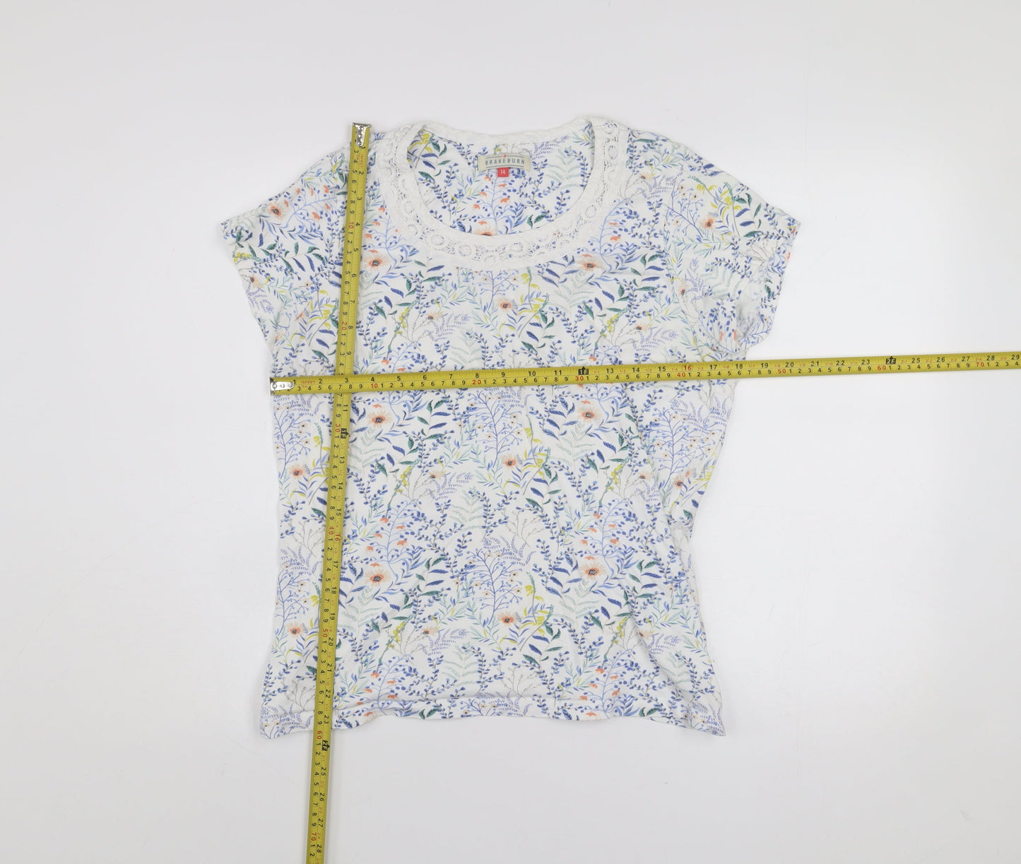 Womens UK Size 14 Brakeburn Multicoloured Basic T-Shirt