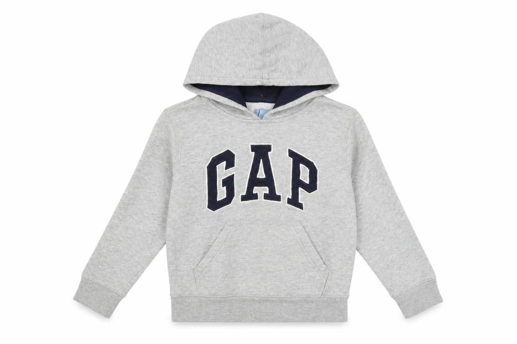 Gap Boys Grey Pullover Hoodie 4 Years Cotton Blend Logo Sweatshirt