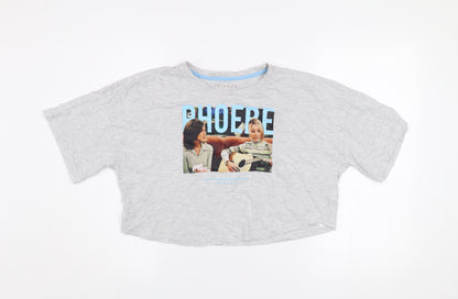 Womens UK Size XS Friends Grey Cropped T-Shirt