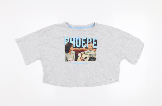 Womens UK Size XS Friends Grey Cropped T-Shirt