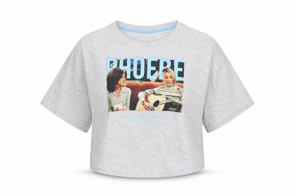 Womens UK Size XS Friends Grey Cropped T-Shirt