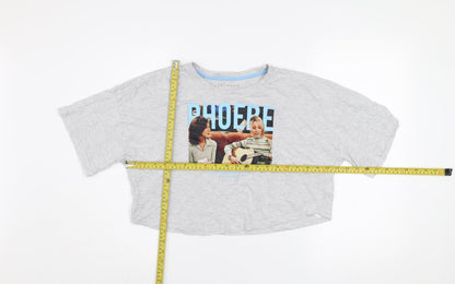 Womens UK Size XS Friends Grey Cropped T-Shirt