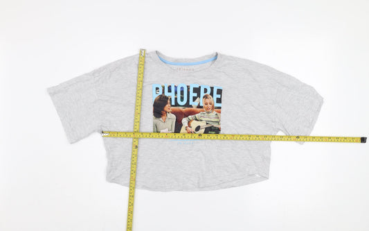 Womens UK Size XS Friends Grey Cropped T-Shirt