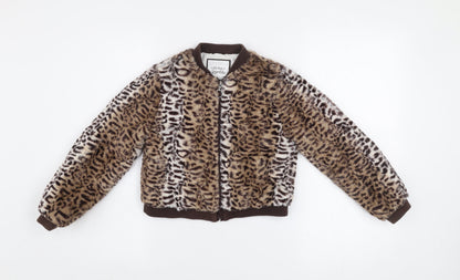 Girls UK Size 7 Years All That Sparkles Brown Bomber Jacket
