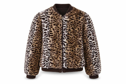 Girls UK Size 7 Years All That Sparkles Brown Bomber Jacket