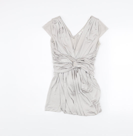 Jasper Conran Women’s Grey Wrap Satin Blouse Size 8