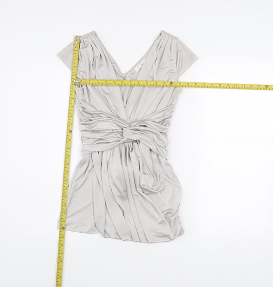 Jasper Conran Women’s Grey Wrap Satin Blouse Size 8