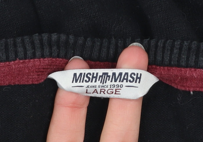 Mens UK Size L Mish Mash Black Pullover Jumper