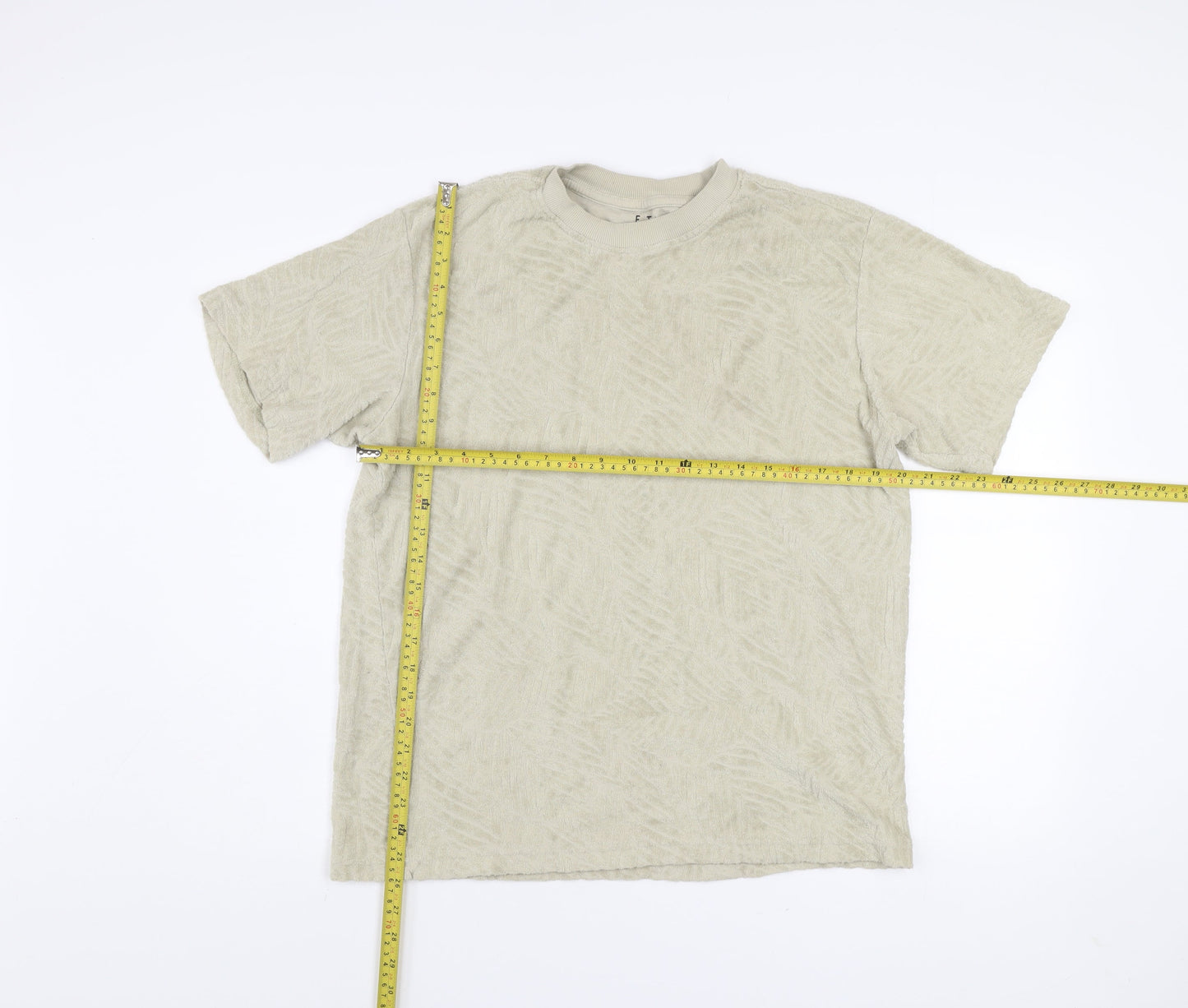 Mens UK Size M E.T.A Beige  T-Shirt