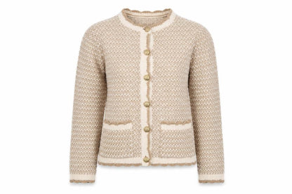 Gallery Women Beige Knit Button Jacket XS Acrylic Classic Style