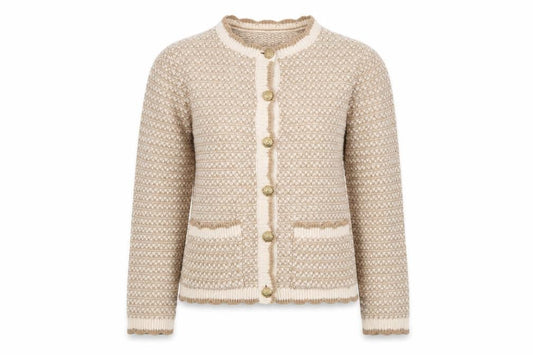 Gallery Women Beige Knit Button Jacket XS Acrylic Classic Style