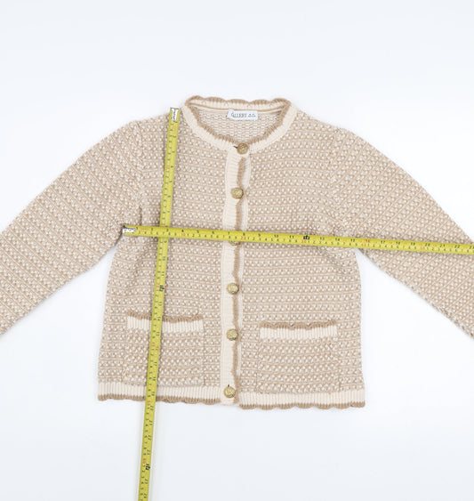 Gallery Women Beige Knit Button Jacket XS Acrylic Classic Style