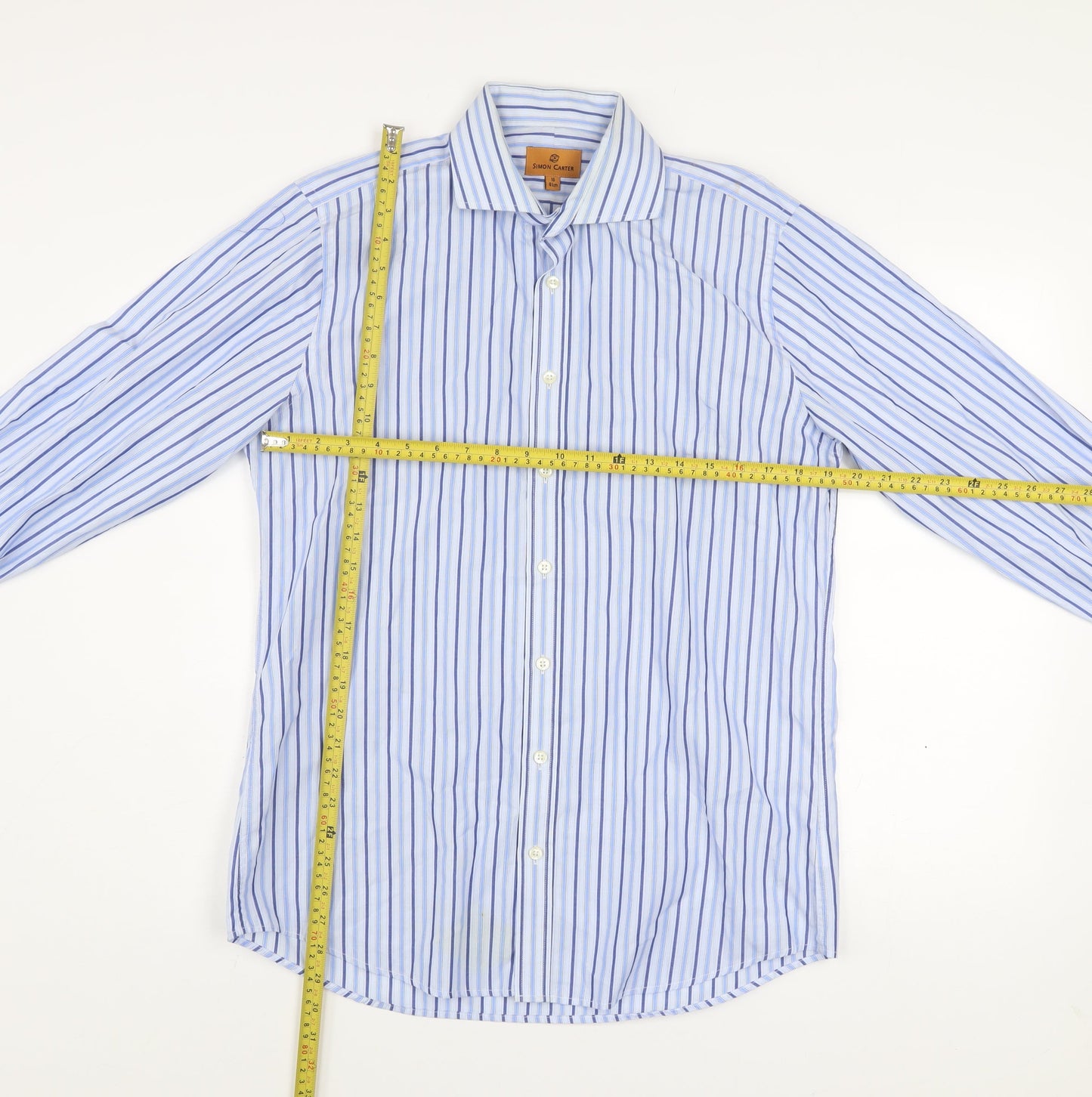 Mens UK Collar Size 16 Simon Carter Smart Blue  Dress Shirt