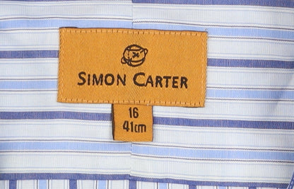 Mens UK Collar Size 16 Simon Carter Smart Blue  Dress Shirt