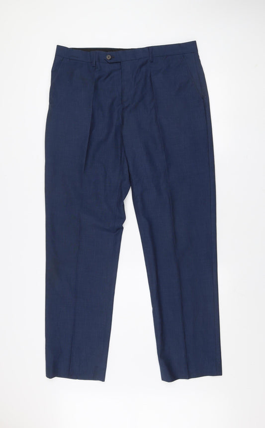 Mens UK Size 36L 6th Sense Regular Blue Suit Trousers