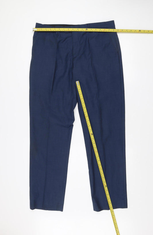 Mens UK Size 36L 6th Sense Regular Blue Suit Trousers