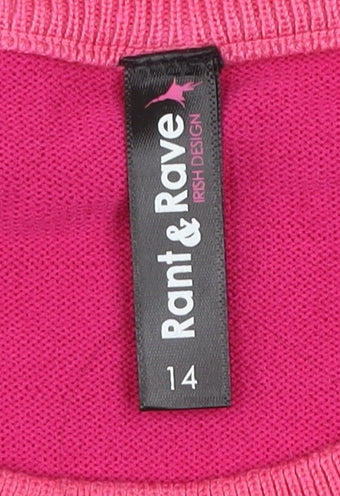 Womens UK Size 14 Rant & Rave Pink Pullover Jumper