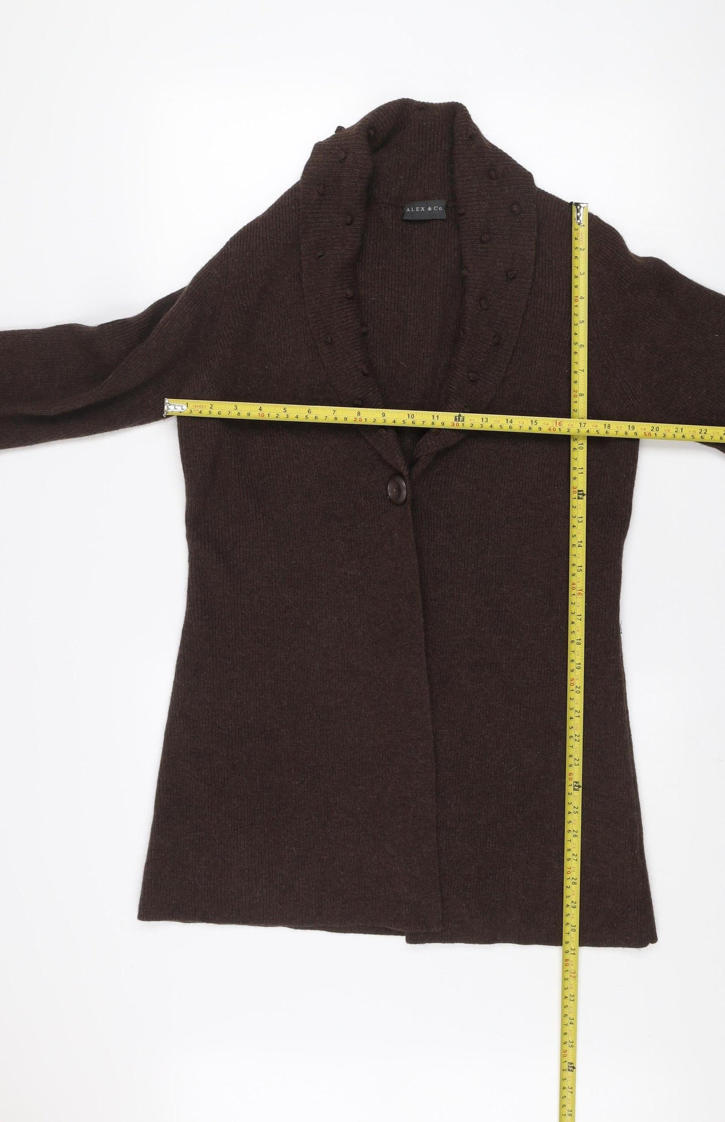 Alex & Co. Women Brown Wool Angora Knit Cardigan UK 12