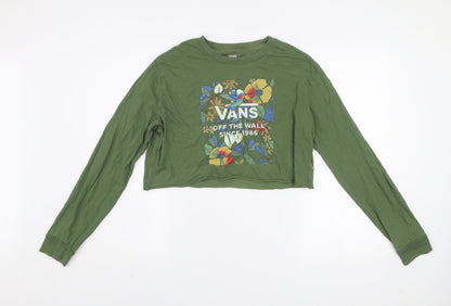 Womens UK Size M VANS Green Pullover Sweatshirt