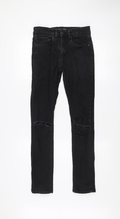 Very Man Black Skinny Fit Jeans Men’s Waist 28 Regular Distressed Denim