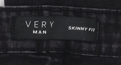Very Man Black Skinny Fit Jeans Men’s Waist 28 Regular Distressed Denim