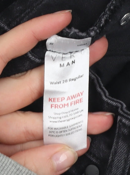 Very Man Black Skinny Fit Jeans Men’s Waist 28 Regular Distressed Denim