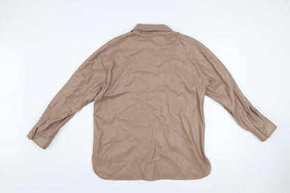 Primark Womens Beige Faux Leather Button Jacket Size 8