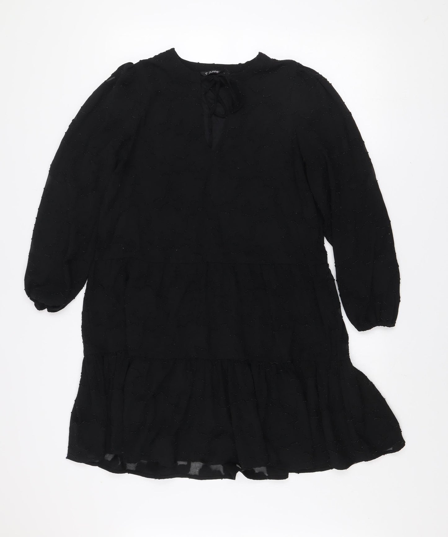 Dunnes Women’s Black Size 12 Ruffle Long Sleeve Shift Dress