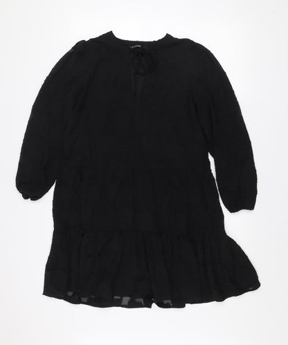 Dunnes Women’s Black Size 12 Ruffle Long Sleeve Shift Dress