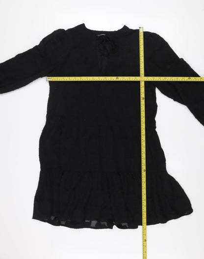 Dunnes Women’s Black Size 12 Ruffle Long Sleeve Shift Dress