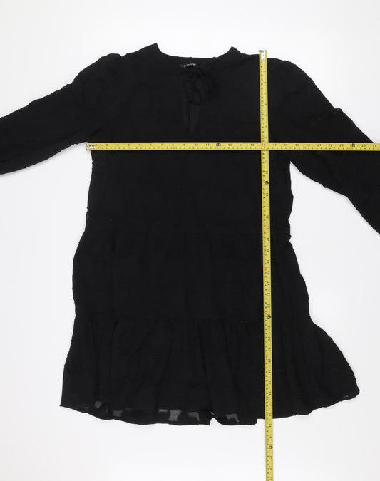 Dunnes Women’s Black Size 12 Ruffle Long Sleeve Shift Dress