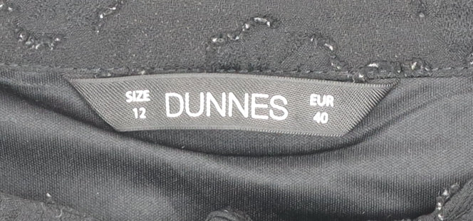 Dunnes Women’s Black Size 12 Ruffle Long Sleeve Shift Dress