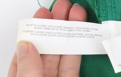 Primark Women Green Wide-Leg Jeans Size 14 Regular Fit Cotton Blend