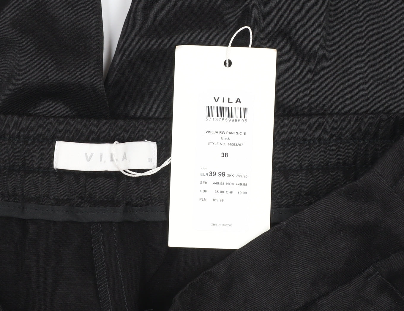 Womens UK Size 10 VILA Regular Fit Casual Business Travel Black Trousers