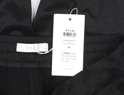 Womens UK Size 10 VILA Regular Fit Casual Business Travel Black Trousers