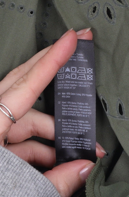 F&F Women Green Broderie Anglaise A-Line Dress Size 12