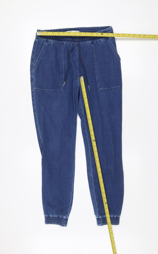Next Women Blue Denim Jogger Jeans Size 10 Regular Fit Elastic Waist