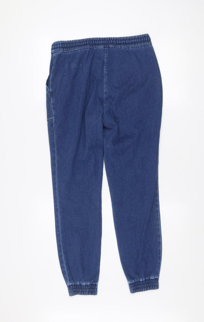 Next Women Blue Denim Jogger Jeans Size 10 Regular Fit Elastic Waist
