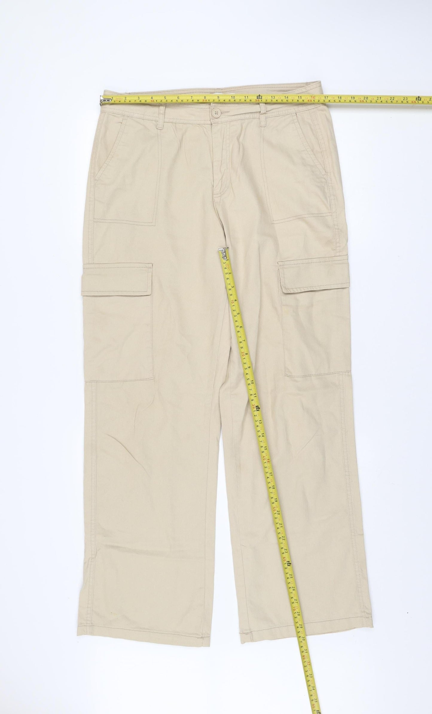 Denim Co Beige Cotton Cargo Trousers Women’s Size 12 Regular