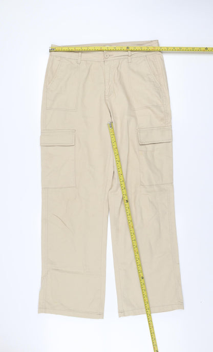 Denim Co Beige Cotton Cargo Trousers Women’s Size 12 Regular