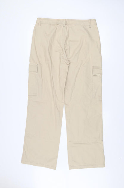 Denim Co Beige Cotton Cargo Trousers Women’s Size 12 Regular