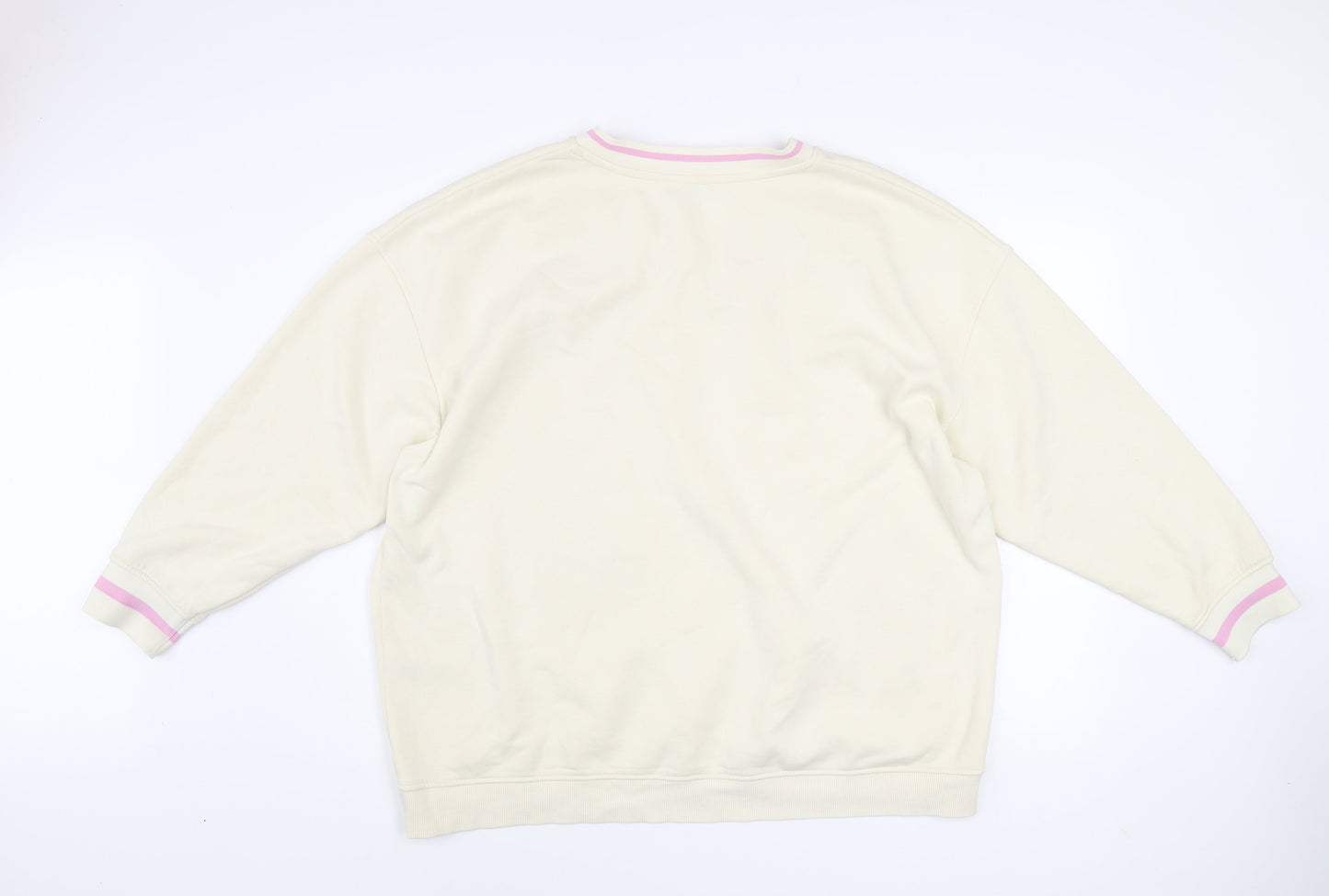 Primark Women Beige 'Have a Nice Day' V-Neck Sweatshirt Size L 14/16
