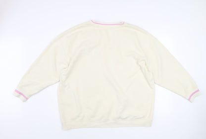 Primark Women Beige 'Have a Nice Day' V-Neck Sweatshirt Size L 14/16