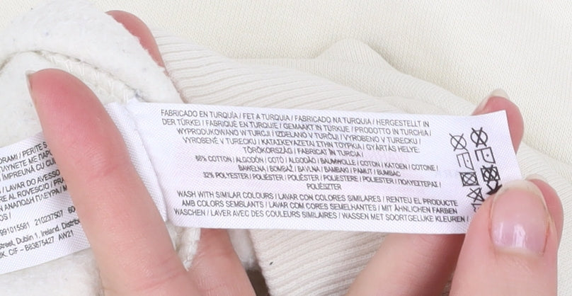 Primark Women Beige 'Have a Nice Day' V-Neck Sweatshirt Size L 14/16