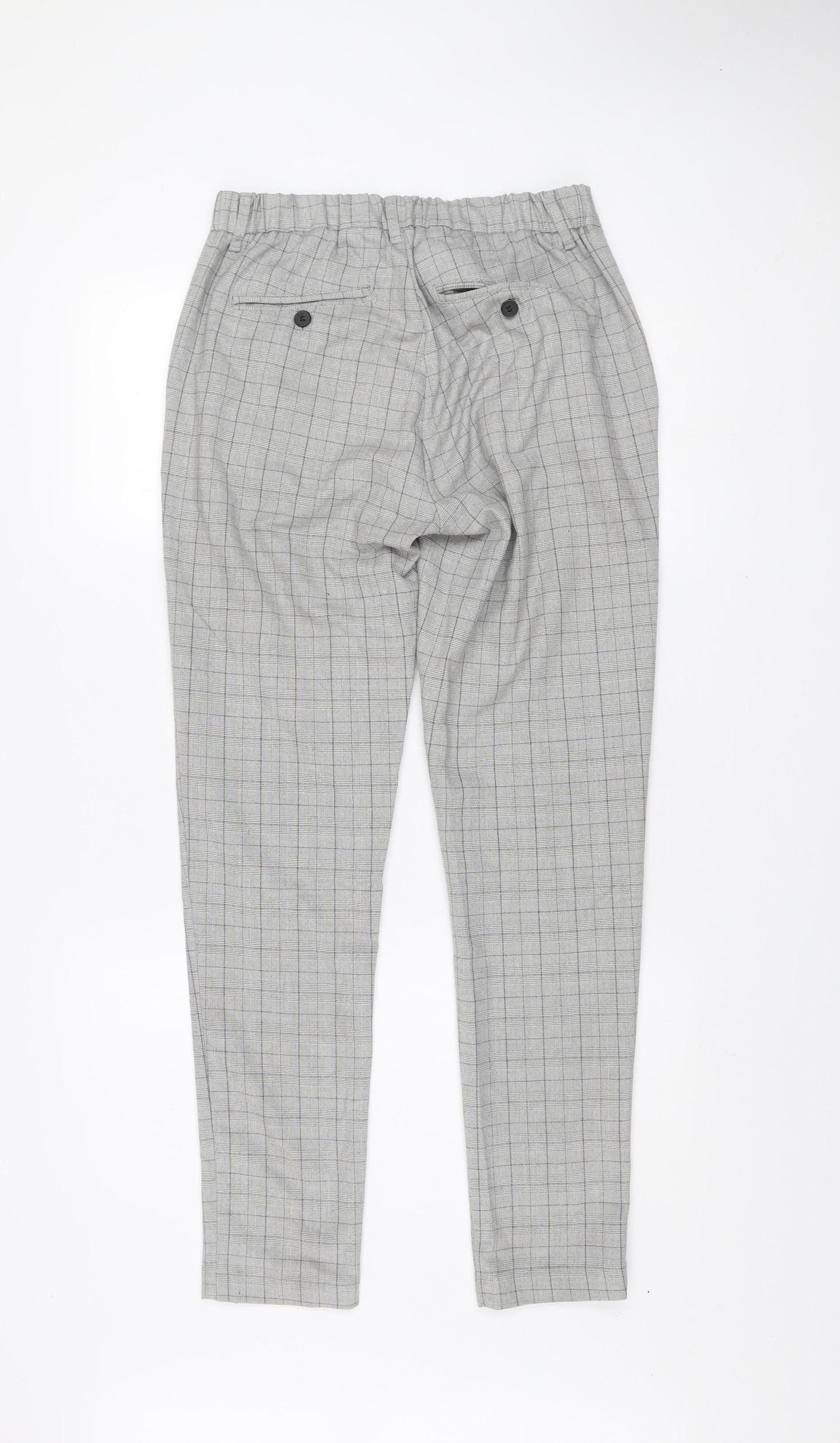 Daily Aesthetikz Men Grey Check Slim Fit Trousers M