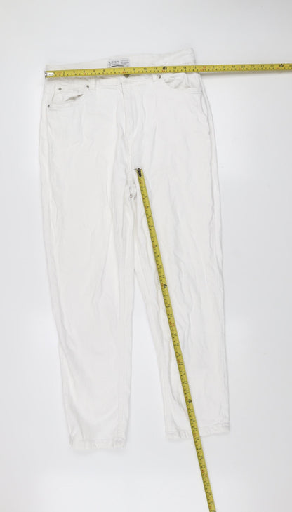 Primark Women’s White Straight Jeans Size 14 Regular Fit Denim