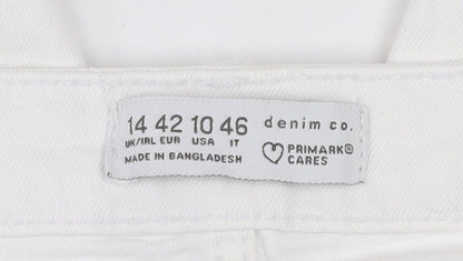 Primark Women’s White Straight Jeans Size 14 Regular Fit Denim